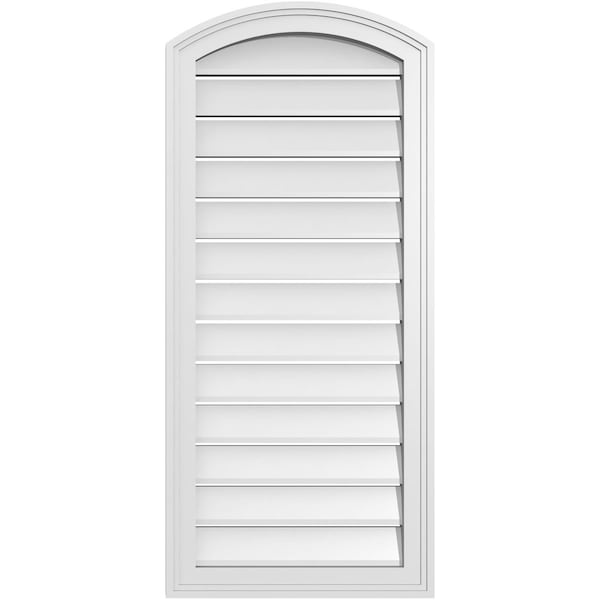 Ekena Millwork Arch Top Surface Mount PVC Gable Vent: Non-Functional, w/2"W x 1-1/2"P Brickmould Frame, 18"W x 38"H GVPAR18X3802SN - main